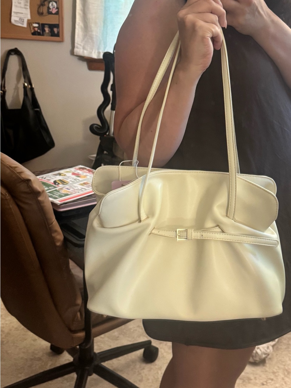 Purple & Lilac Cream Soft Shoulder Bag w/ Gold Hardware – NWT